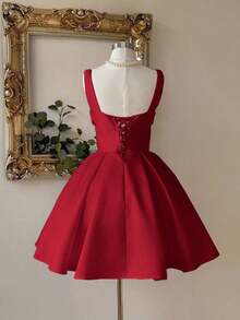 Vestido elegante, lujoso y noble de estilo palaciego con hombros abiertos, escote corazón sin tirantes, silueta de sirena, decoración de perlas falsas y bajo acampanado, adecuado para despedida de soltera, boda, graduación, vacaciones y fiesta de - Burdeos - Ver 7