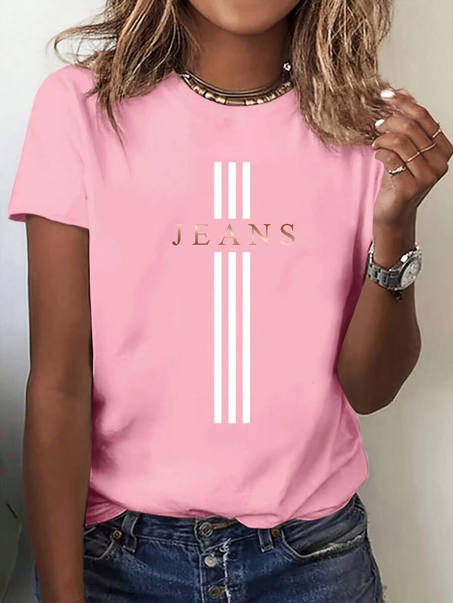 Women's Casual Short Sleeve T-Shirt - Rose - View 1
