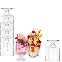 6 Stücke wiederverwendbare transparente Champagner-Dessertbecher, hochwertige klare Gläser, unzerbrechliche wiederverwendbare Party-Becher, elegante transparente Cocktailgläser, ideal für Hochzeiten, Geburtstage, Babypartys, Feiertage, Hausbar, Outdoor-Picknicks, Catering, Wein, Champagner, Saft, Desserts, Mousse, Pudding - Verschiedenfarbig - Übersicht 7