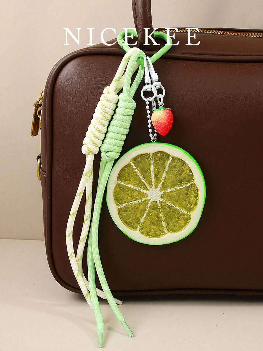 Colgante de fresa y limón de diseño personalizado, versátil y de moda, accesorio de bolso de color contrastante, llavero lindo y ligero adecuado para compras, citas, salidas diarias y trabajo - Multicolor - Ver 1