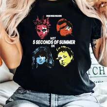 Women's 100% Cotton T-Shirt - Women's Cotton T-Shirt With Print - Text Not OK, Casual Round Neck T-Shirt For Fans, Plain T-Shirt. - 黑色 - 查看 7