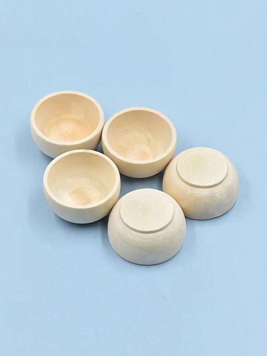 未上漆木碗 - DIY 手工迷你圆碗,可用于绘画、家居装饰、厨房调味品、沙拉、坚果、蘸酱、香料、糖果 - 便携式餐具套装,木制迷你圆碗工艺品,小型未上漆木碗,家居装饰,创意绘画,迷你家居装饰 - 彩色 - 查看 1