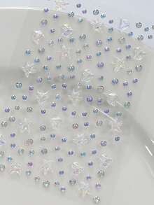 144pcs 3D Crystal Glitter Stickers, 1pc Heart Shaped Rhinestone Sticker, Love Design Suitable For Makeup And Clothing, Colorful Diamond Face Decor Suitable For Festivals, Parties And Events - Multicolor - View 4