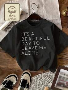 Camiseta Divertida con Frase para Introvertidos de Talla Grande para Mujer - Eslogan "No Me Molestar" - Camiseta Blanca Suave para Uso Diario Casual - Apta para Tallas Grandes - Camiseta de Algodón Puro Lavable a Máquina, Ideal para Introvertidos, Corte Holgado, Camiseta con Mensaje, Tela Transpirable, Imprescindible para Amantes del Humor. - Negro - Ver 1