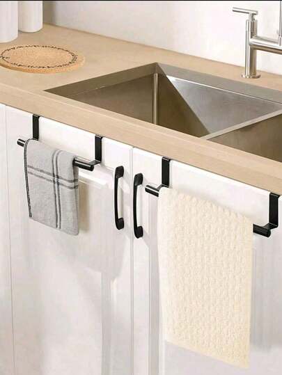 Toallero de gabinete de uso instantáneo sin taladro, barra de toallas para puerta de baño, colgador de paños de cocina