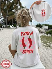 Women's Short-Sleeved T-Shirt, Vacation Style, Elegant And Casual, Summer Top That Goes With Everything. - 白色 - 查看 11