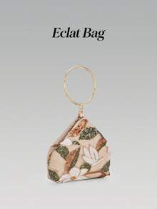 1件女款時尚復古晚宴包，多色葉子與花卉圖案拼接斜背迷你方形盒子包，適合派對、聚會、購物、生日、情人節，隨機圖案 - 杏色 - 查看 4