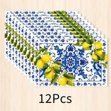 1pc Lemon Striped Linen Placemat, Breakfast Mat, Coffee Coaster, Bowl Pad, Kitchen Accessory, Easy To Clean Dining Mat, Suitable For Home, Restaurant, Dining Decor, Holiday Gift, Gift For Friends, Multi-Piece Set - Multicolor - View 21