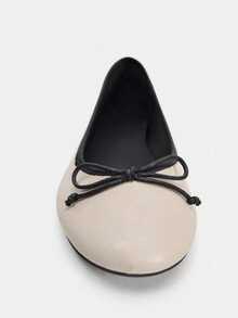 2026 Spring/Summer New Women's Shoes, Bow Decor Ballet Flats - Beige - View 4
