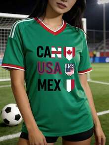 Playera Deportiva Casual Verde - Diseño "World Cup 26" para Mujer Joven - Verde - Ver 4