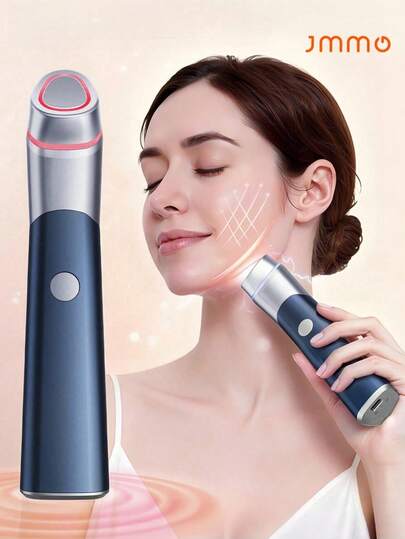 JMMO 四合一微电流面部按摩器，专业美白加速器 - 三色LED光疗、EMS震动、嫩肤棒，女士家用护肤工具，增强吸收，令肌肤更光滑、更亮泽、更有弹性、更容光焕发。高端韩国护肤品，USB充电式家用美容仪，适用于面部、颈部、眼周，所有肤质。