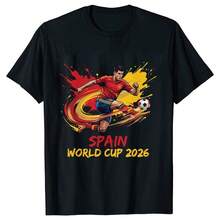 Camiseta del equipo de Portugal para la Copa Mundial 2026, estilo C. Ronaldo, manga corta, para hombre, de algodón puro, camiseta conmemorativa para fanáticos de verano. - Negro - Ver 12