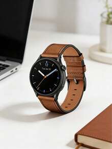 1件 20mm/22mm 復古PU皮革手錶錶帶，相容於 Galaxy Watch 8/7/6/5/4、GT2/GT3，男士商務替換錶帶，禮品 - 棕色- - 查看 3