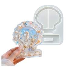 心形树脂模具 DIY 相框桌面装饰,椭圆形波纹硅胶模具 - 雙層相框模具 - 查看 6