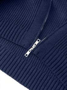 Suéter de punto tipo cárdigan de moda para hombre con diseño de doble cremallera para otoño/invierno - azul real - Ver 9