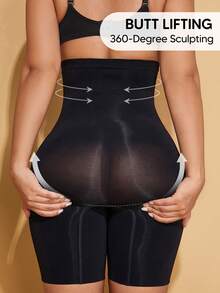 High Waist Butt Lifting Shapewear Shorts, Tummy Control Summer Shaper For Party & Wedding - Black - View 2