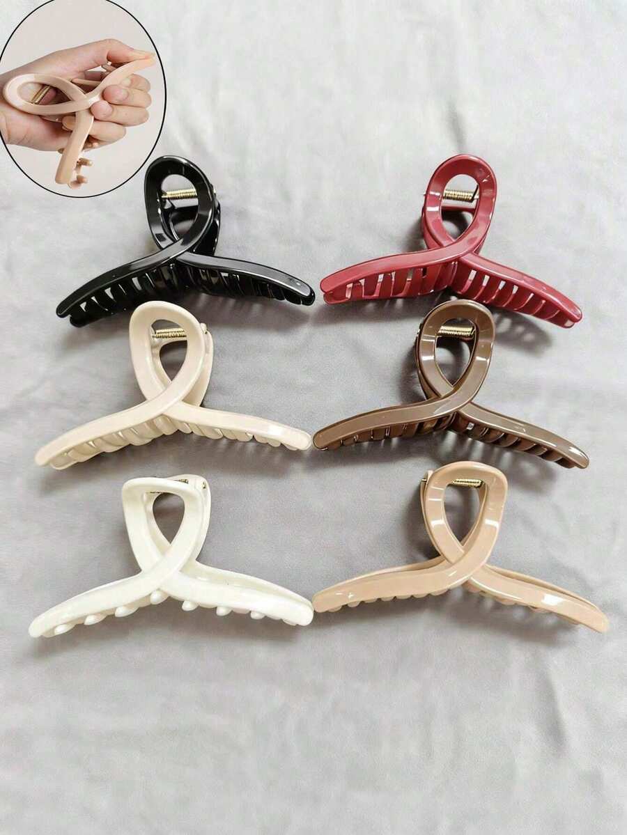 1/6pcs Silicone Soft Claw-Shaped Hair Clips, Non-Slip Elegant Minimalist Design, Occipital Hair Clips, Large Size For Women Daily Wear, Party, Travel, Autumn/Winter Holiday Fashion Accessories - Multicolor #2 - View 1