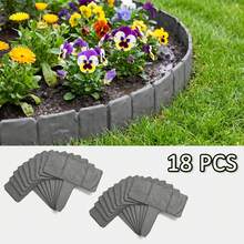 GROWSUN 36PCS Garden Border Edging, Stone-Look Plastic Landscape Edging For Outdoor Decor, Lawn & Garden Separation, Vegetable Beds, Yard And Garden Decoration - B - View 2