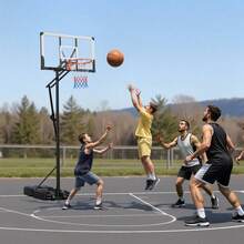 Portable Basketball Stand, 5.25 To 10 Ft Height Adjustment Basketball Hoop & Goal, Portable Basketballs Hoop With 48 Inch PC Backboard & Wheels For Kids, Teens, Adults In Driveways, Pools - 5.25 to 10 ft - 查看 9