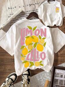 Summer T-Shirts, Limon Cello Graphic T-Shirt, Casual Crew Neck Short-Sleeved T-Shirt For Women, Summer Beach Holiday Outfit, Cotton T-Shirt, Short-Sleeved Women's T-Shirt. - White - View 10