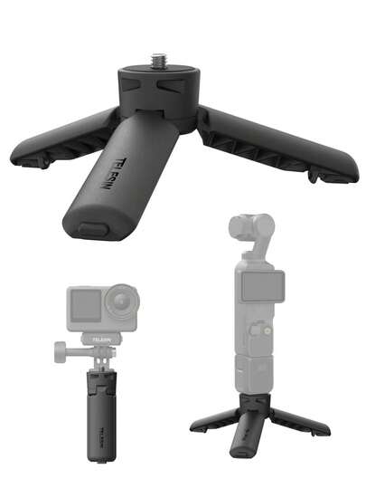  Tay cầm ba chân mini TELESIN dành cho Osmo Pocket 3/4, điện thoại có camera, giá đỡ để bàn mở một chạm với vít 1/4" dùng cho Action 6, 5pro Nano/ X5/Điện thoại/Máy ảnh/Phụ kiện thiết bị kỹ thuật số
