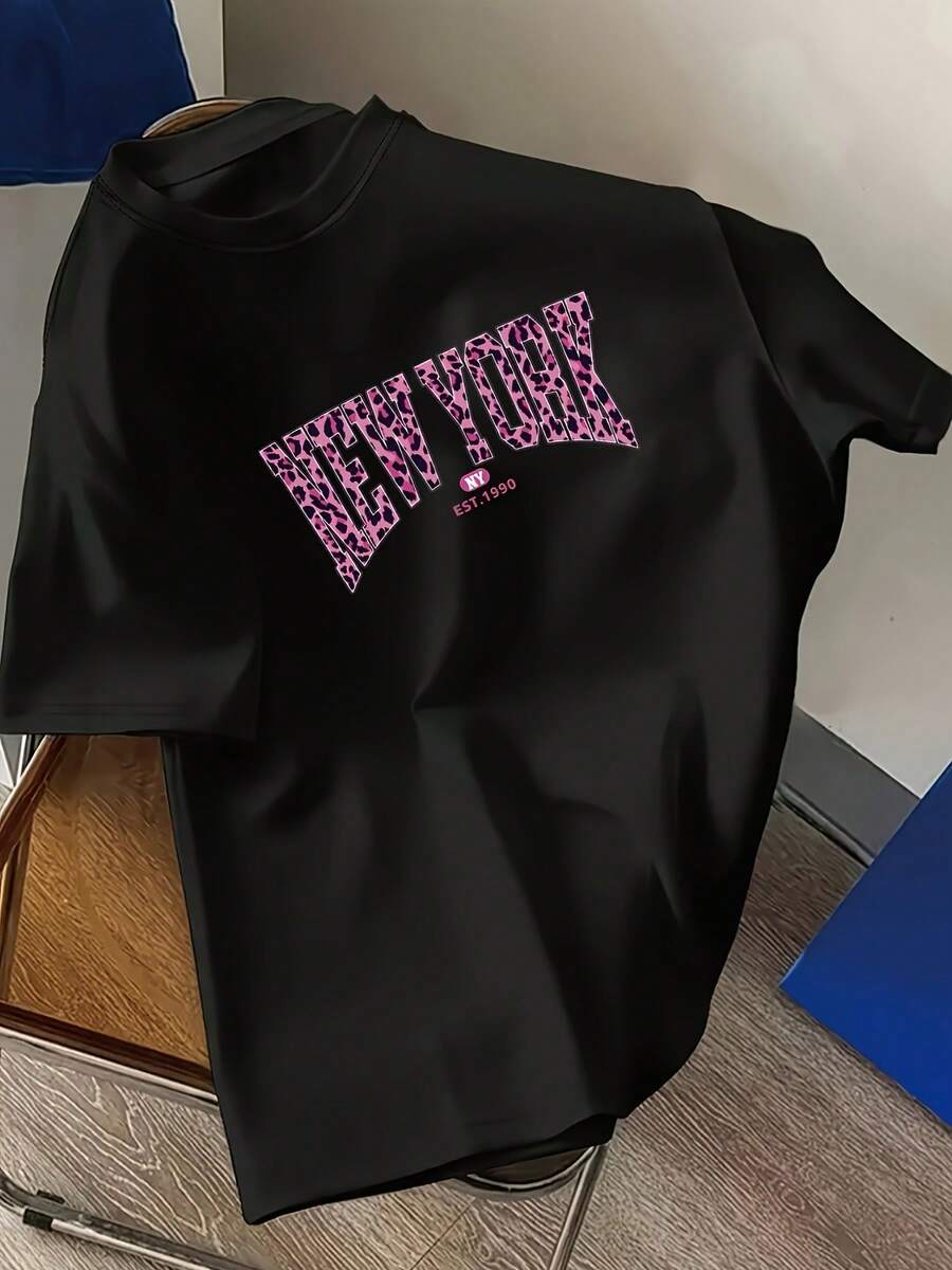 Women's T-Shirt For Spring And Summer - 黑色 - 查看 1