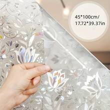 Transparent Semi-Transparent Tulip Pattern Privacy Window Film - Self-Adhesive, No Glue Required, Easy To Apply - Suitable For Office And Living Room Decoration - 17.72*39.37英寸 - 查看 3