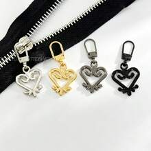 8pcs/5pcs Heart Shaped Metal Zipper Pulls, Detachable Zipper Sliders, Small Hole Replaceable Zipper Pendant, Suitable For Clothes, Luggage, Bags - 5PCS Gray Black - View 7