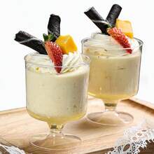 6 Stücke wiederverwendbare transparente Champagner-Dessertbecher, hochwertige klare Gläser, unzerbrechliche wiederverwendbare Party-Becher, elegante transparente Cocktailgläser, ideal für Hochzeiten, Geburtstage, Babypartys, Feiertage, Hausbar, Outdoor-Picknicks, Catering, Wein, Champagner, Saft, Desserts, Mousse, Pudding - Verschiedenfarbig - Übersicht 6