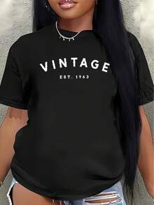Retro-Style Polyester Short-Sleeved T-Shirt, Established In 1963, Is Lightweight And Durable For Casual Wear, Suitable For Home, Restaurants, And Outdoor Activities, With A Classic Design And Comfortable Fit. Women's Blouses > Clothing - 黑色 - 查看 7
