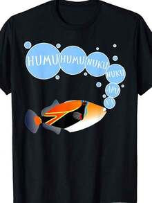 Women's Short Sleeve Crew Neck T-Shirt With Fish Bubble Print Humuhumunukunukuapuaa S-3XL Fashionable, Comfortable And Breathable, Machine Washable - 黑色 - 查看 1