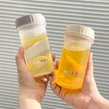 300ml 可重複使用塑料水瓶附手把,便攜防漏飲水杯,旅行運動水杯,保溫杯,耐冷耐熱茶、牛奶、咖啡、飲料容器,微波加熱豆漿杯,適合學生和成人用於學校、辦公室、戶外露營、野餐、返校 - 彩色 - 查看 2