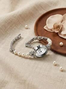 1pc Women's Casual Retro Minimalist Quartz Wrist Watch, Suitable For Daily Wear - Silver - View 3