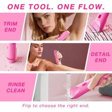 2025 Womens Shaver Dual-Head Bikini Trimmer For Women 2-In-1 Women's Body Shaver USB Charge Waterproof Painless Electric Razors For Silk Skin,IPX7,Valentine's Day Gift (Pink/Purple/Black/Blue/White) - 玫紅色 - 查看 9