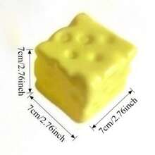 1pc Standard Size TPR Material Swiss Style Cheese Cube Squishy Toy, Slow Rebound Stress Relief Squeeze Toy, Ultra Soft Creamy Realistic Cheese Anxiety Relief Desk Toy, Water-Feel Sensory Fidget Accessory, Father's Day Graduation Summer Party Gift, Moldable Squishy For Desk Decor & Holiday Favor - Multicolor - View 7