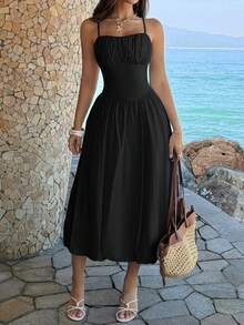 New Women's Summer Maxi Dress, Vacation Style, Sleeveless Tube Top, Versatile, Flattering Design, Cool, Perfect For Beach, Vacation, Parties And Daytime Looks - 黑色 - 查看 2