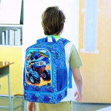 Mochila infantil 2 en 1 para niños, mochila escolar de 17" con compartimento inferior incorporado para el almuerzo, mochila resistente al agua para preescolar y primaria - Camión azul dinámico de doble tracción - Mochila para mujer de 16 pulgadas - Ver 7