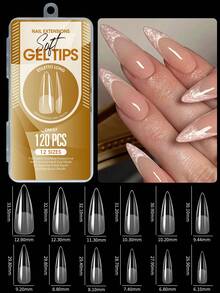 120Pcs Medium Almond Boxed Acrylic Nail Tips, 12 Sizes Half Frosted Inside False Nails, DIY Nail Art Press On Nails Supplies - View 13