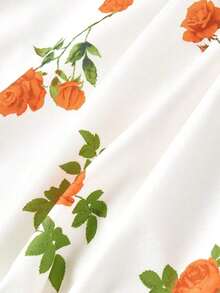 Vestido largo de fiesta elegante con cintura ceñida, hombros descubiertos y estampado floral fruncido para mujer - Multicolor - Ver 4