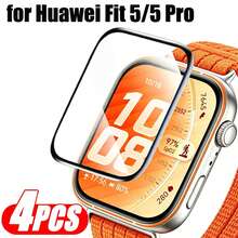 适用于华为 Watch Fit5/Fit5 Pro 的 4 片装 TPU 屏幕保护膜，非玻璃材质，柔软防刮，超薄高清软保护膜，3D 全覆盖，高清透明 - 4pcs for 華為Watch Fit5 - 查看 2