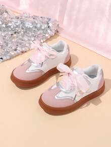 1 Pair Spring/Autumn Low-Top Casual Children's Shoes, Breathable Soft-Sole Infant Toddler Shoes, Lace-Up Baby Walking Shoes - Pink - View 6