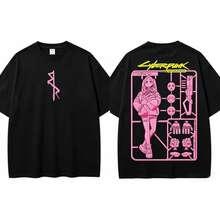 Camiseta de Cyberpunk t shirt Camiseta Streetwear 100% Algodón  A311 Unisex Cuello Redondo Manga Corta Estilo Regular Ropa Casual de Calle para Hombres y Mujeres Tallas Disponibles S a 3XL - Negro - Ver 2