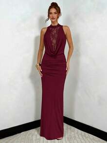 Women Midi Dresses - 酒紅色 - 查看 4