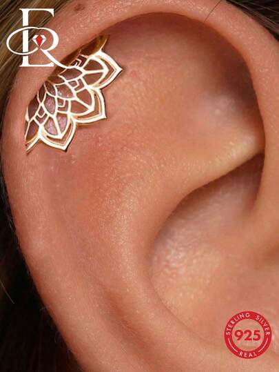 EleRunis 1 đôi bông tai bạc 925 mạ vàng 18K kiểu càng cua, thích hợp cho xỏ khuyên xương tai/sụn tai/xoắn tai, trang sức ít gây dị ứng cho phụ nữ và bé gái, thích hợp đeo hàng ngày, dự đám cưới, tiệc tùng, lễ đính hôn.