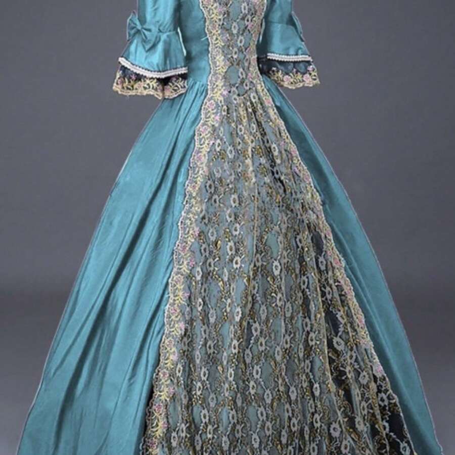 Plus Size - Plus Size - HERATALK Plus-Size Women'S Dress, 15-Color Victorian Style Dress, European And American Retro Court Noble Evening Performance Dress, COS Dress, Ball Dress, Muslim Dress - 湖藍色 - 查看 1
