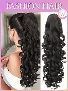 Extensiones de cabello sintético resistente al calor de 22 pulgadas con onda natural, color negro/marrón/dorado, con pinza de agarre, adecuado para niñas y mujeres para uso diario y fiestas, marca WIGGAGA - Dark Brown - Ver 1