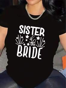 Exclusiva camiseta de manga corta, ligera y duradera, para la hermana de la novia, con diseño estampado, ideal para bodas y celebraciones, adecuada tanto para ocasiones en interiores como en exteriores, ofreciendo una experiencia de uso cómoda. 100% Algodón. - Blanco - Ver 7