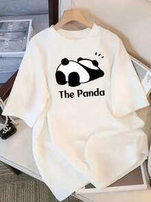 Camiseta moderna y minimalista para mujer, con etiqueta |   Estampado de pareja de cocodrilo y fruta, con fondo de color sólido, adecuado para el hogar, actividades al aire libre o ropa deportiva. |   Adecuado para todas las estaciones, ropa casual de manga corta para uso diario. - Blanco - Ver 7