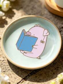 Immersive Reading Pig Enamel Pin Pink With Book Design Suitable For Introverted Bookworms Daily Wear Classroom Decor - Multicolor - View 6