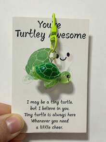 1 pieza Llavero de tortuga de resina con una tarjeta de felicitación inspiradora - Un pequeño regalo reflexivo y decoración para mochila - Multicolor - Ver 7